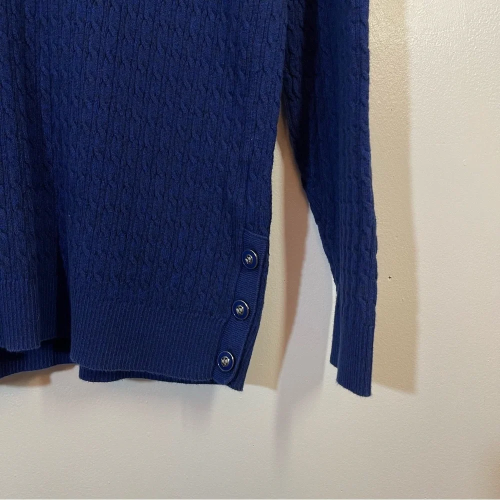Karen Scott Navy Blue Cable Knit Sweater Women’s Size Medium 100% Cotton - Picture 5 of 13